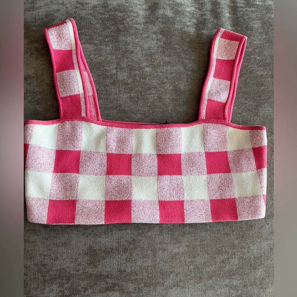 Theory Gingham Bandeau Top